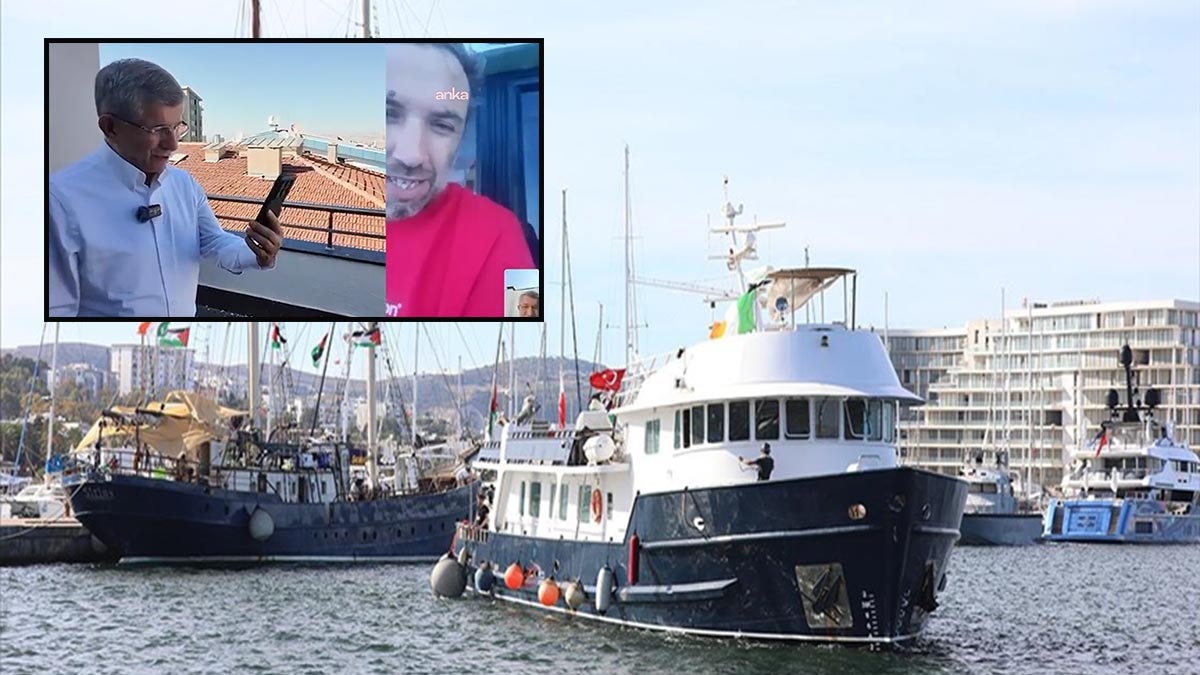 Davutoğlu, Sumud Filosu'nda bulunan Fransız Milletvekili Portes ile görüştü