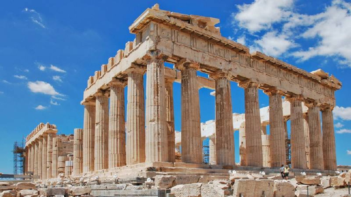 Filistin'e destek için Akropolis'e pankart asıldı