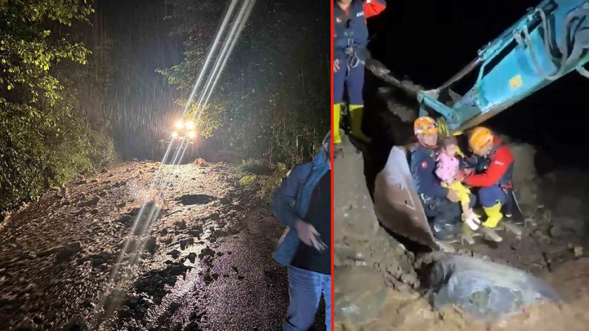 Rize'de sel, su baskını ve heyelan: Mahsur kalan vatandaşlar kepçeyle kurtarıldı, bungalovlar sürüklendi