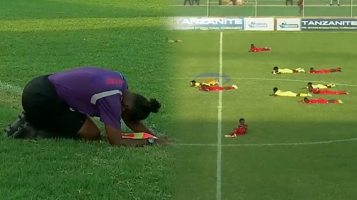 Herkes dondu kaldı! Futbol maçında ender görülen anlar...