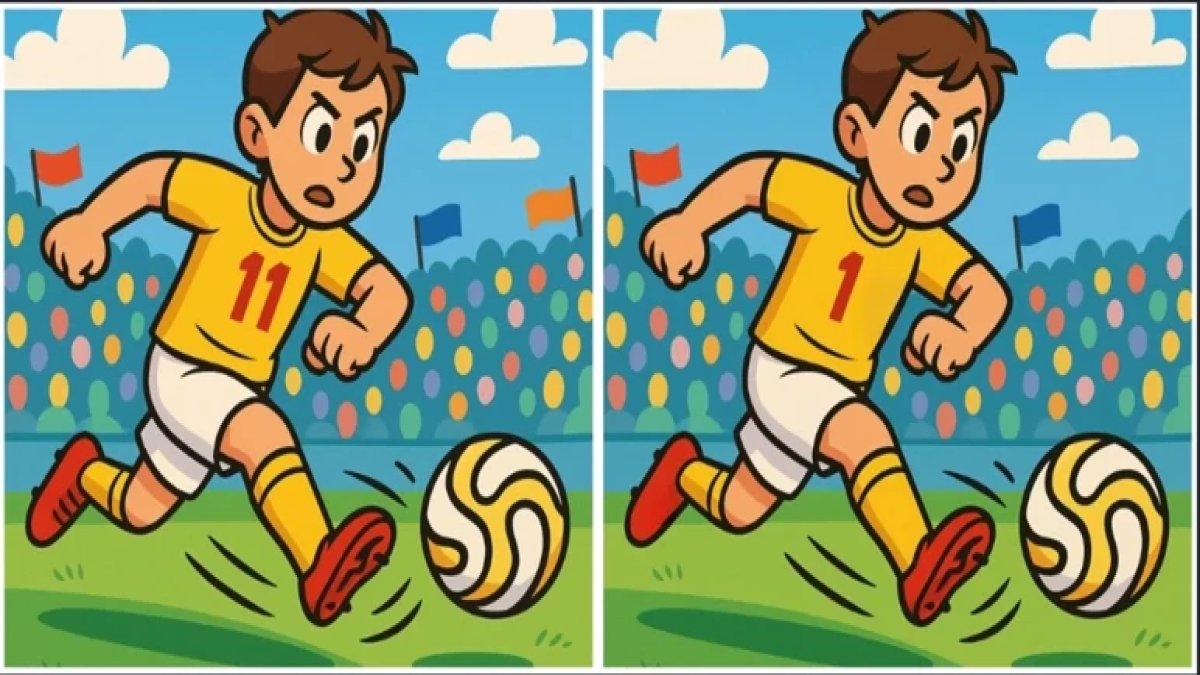 Sadece dahiler 12 saniyede fark ediyor: Futbolcunun olduğu bu iki resim arasındaki 3 farkı bulabilir misiniz?