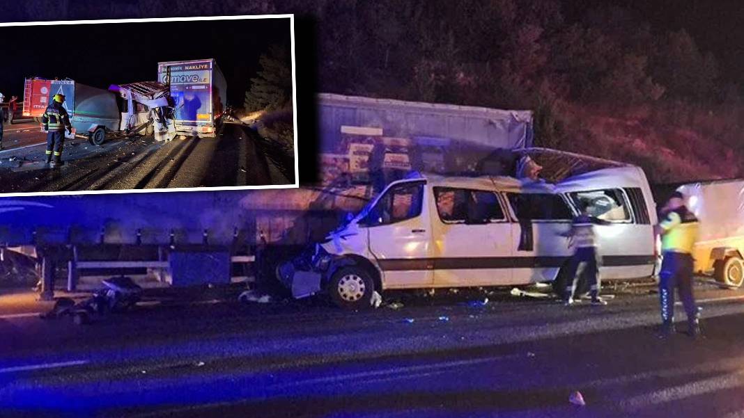 Otoyolda tarım işçilerini taşıyan minibüs TIR'a çarptı: Üç ölü, 16 yaralı