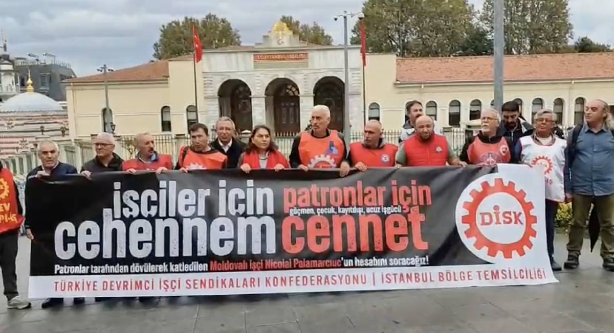 DİSK, işçi Nicolai Palamarcıuc için valilik önünde açıklama yaptı