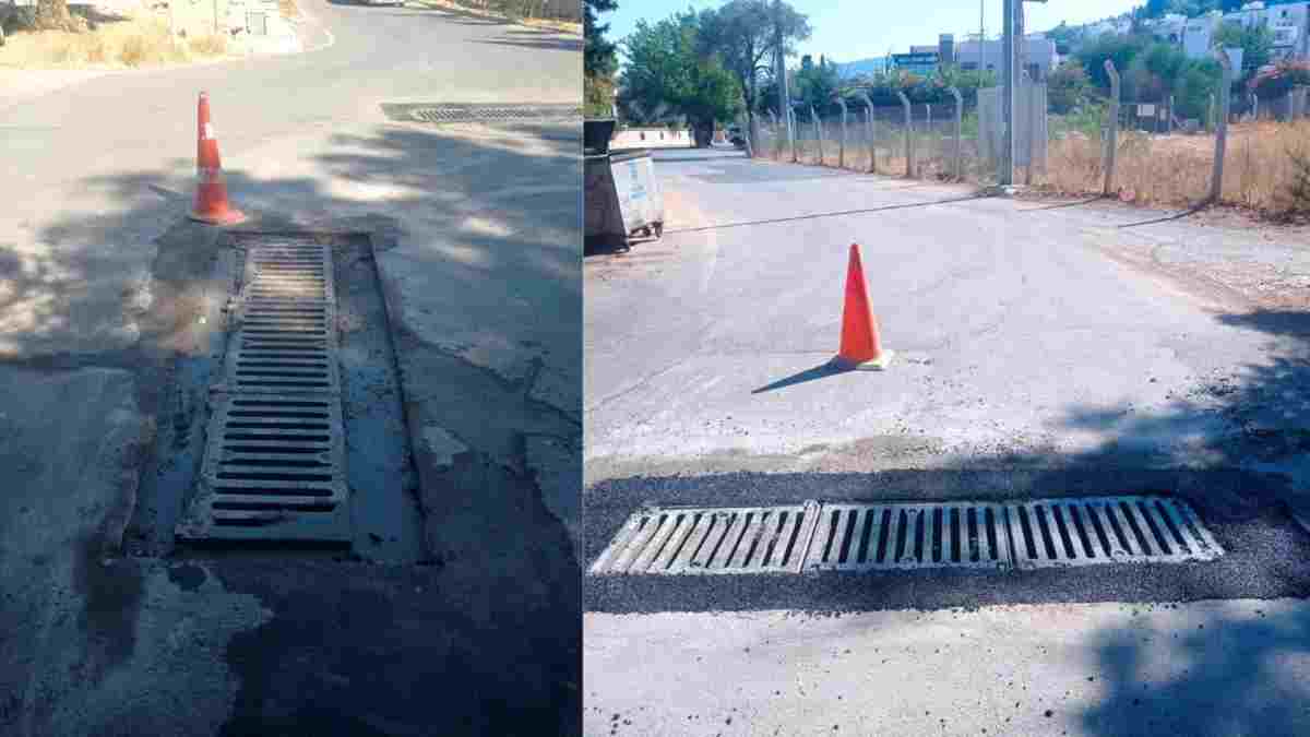 Belediye ekiplerinden yollardaki bacalarda yükseltme çalışmaları