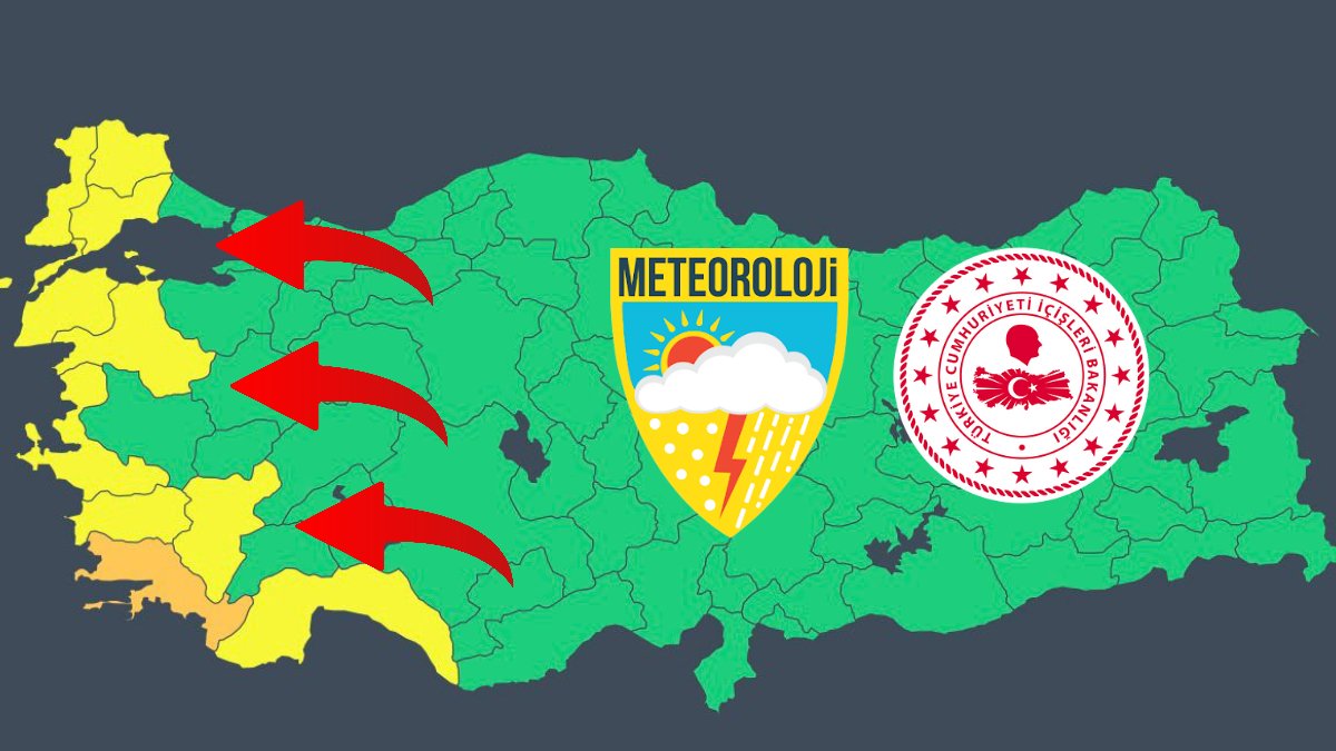 MGM'den sonra İçişleri'nden de turuncu ve sarı kodlu uyarı! Antalya, Balıkesir, Denizli, İzmir, Aydın, Çanakkale ve Tekirdağ...