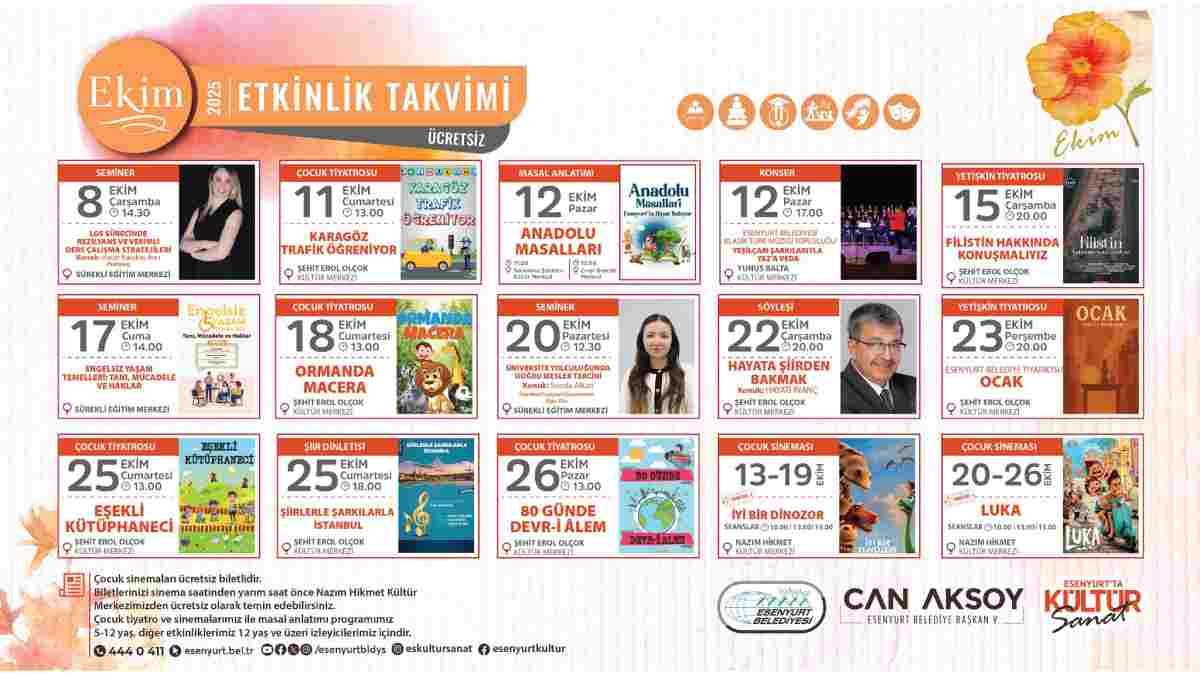 Esenyurt Belediyesinden ekim ayına özel dolu dolu kültür ve sanat takvimi