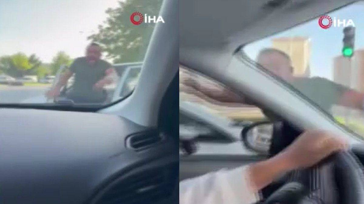 Kayseri'de trafik magandası dehşeti kamerada! Tartıştığı kadınların aracını yumrukladı