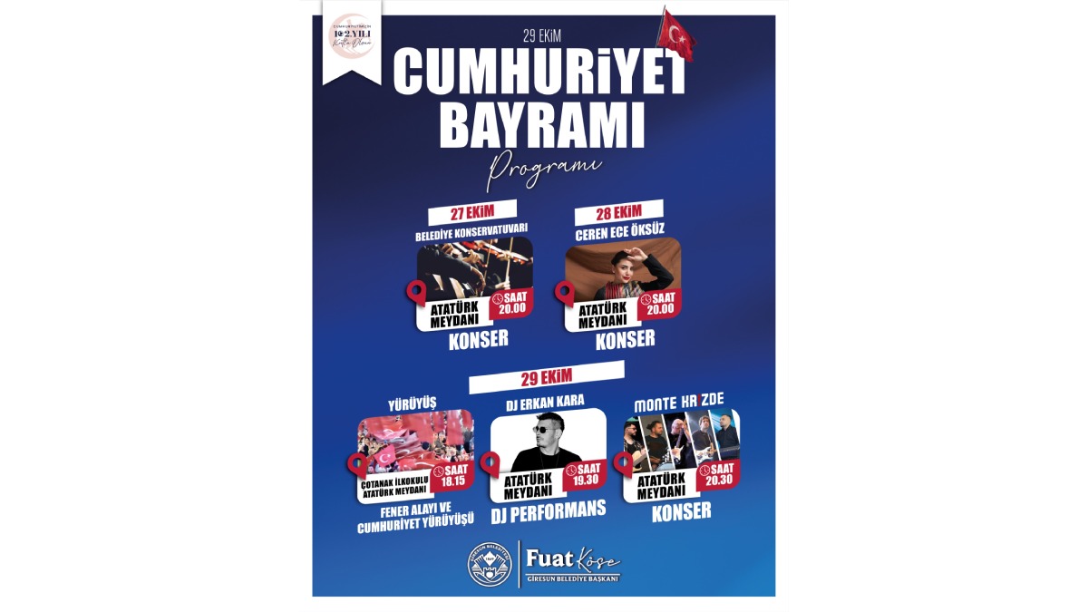 Giresun Belediyesinden dolu dolu 29 Ekim programı