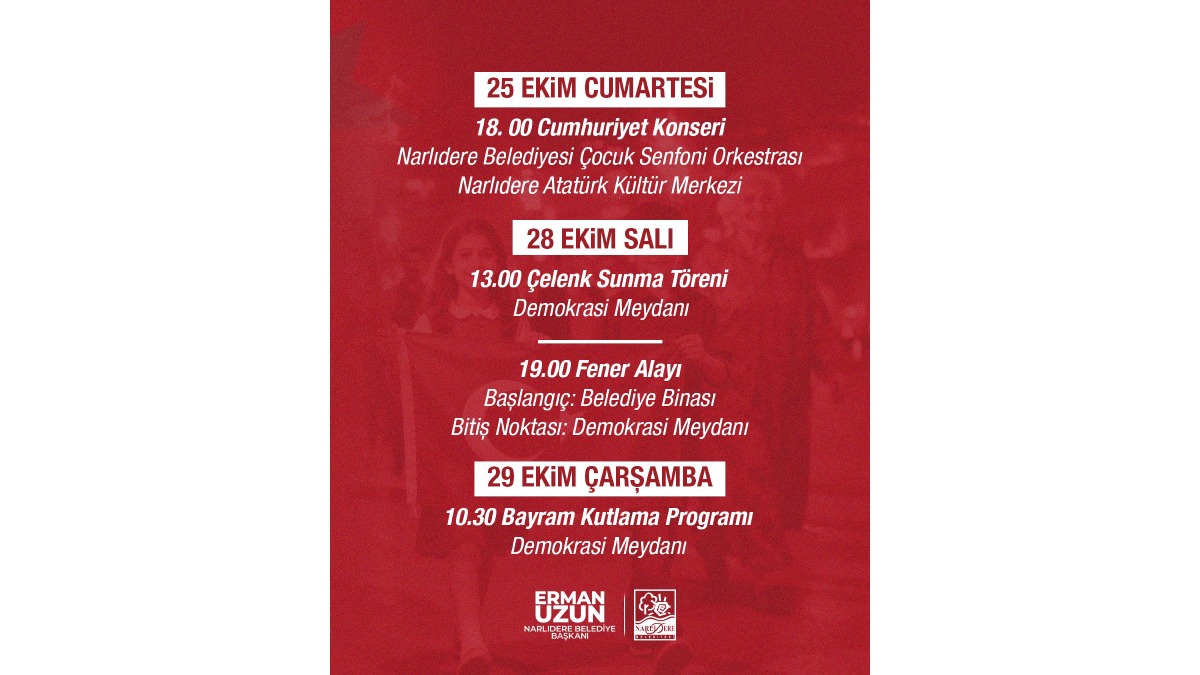 Narlıdere, Cumhuriyetin 102’nci yılını coşku ve gururla kutlayacak