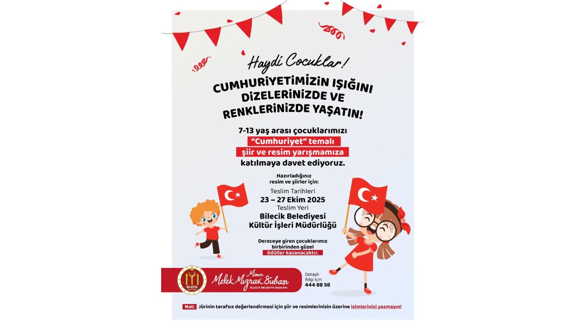 Bilecik Belediyesinden ‘Cumhuriyet’  temalı şiir ve resim yarışması