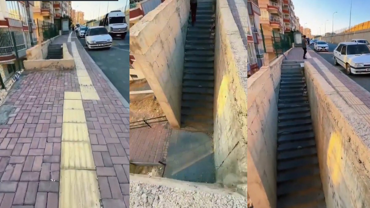 Bu nasıl kaldırım? Tek bir hata ölüme bile götürür! Sosyal medyada viral oldu