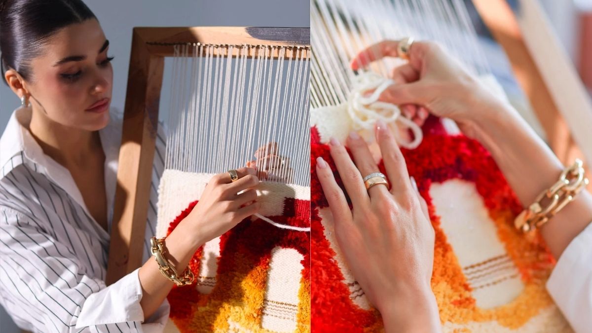 Hande Erçel halı dokudu, görenlerin nutku tutuldu: O karelerle yine kendine hayran bıraktı!