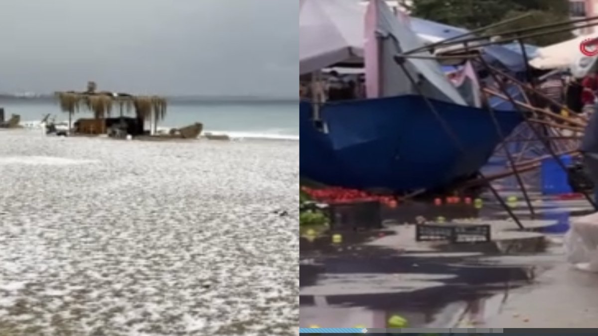 Sabah güneşli başladı, sonra beyaza büründü! Antalya'da kış şoku! 15 dakikalık fırtına turizm kentini felç etti