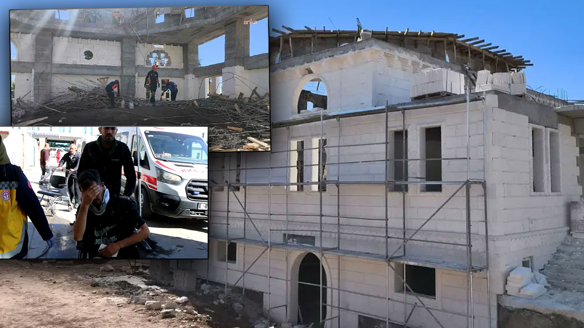 İnşaat halindeki caminin kubbesi çöktü! İşçiler yaralandı