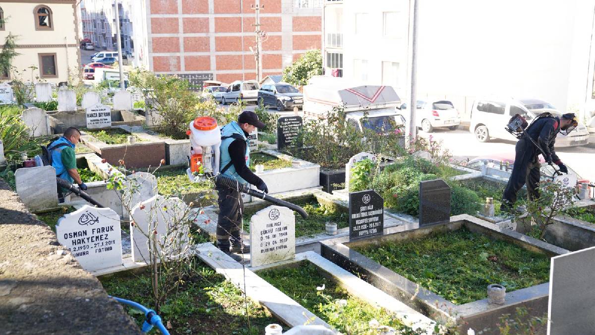 Giresun Belediyesi mezarlıklarda temizlik çalışmalarına devam ediyor