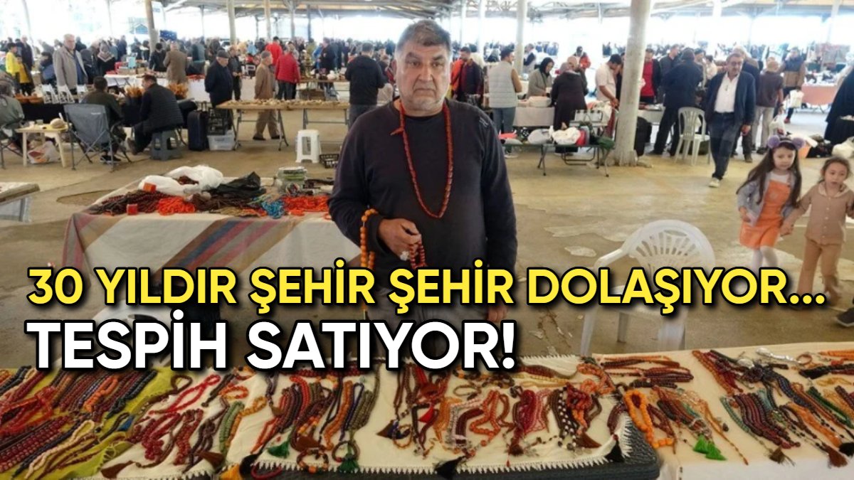 Tespih onun için adeta huzur ve mutluluk kaynağı! 30 yıldır şehirleri dolaşıyor, tespih satıyor