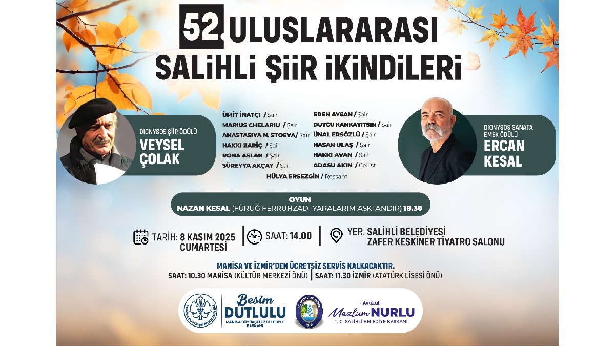 Salihli Şiir İkindileri 52’nci kez sanatseverlerle buluşuyor