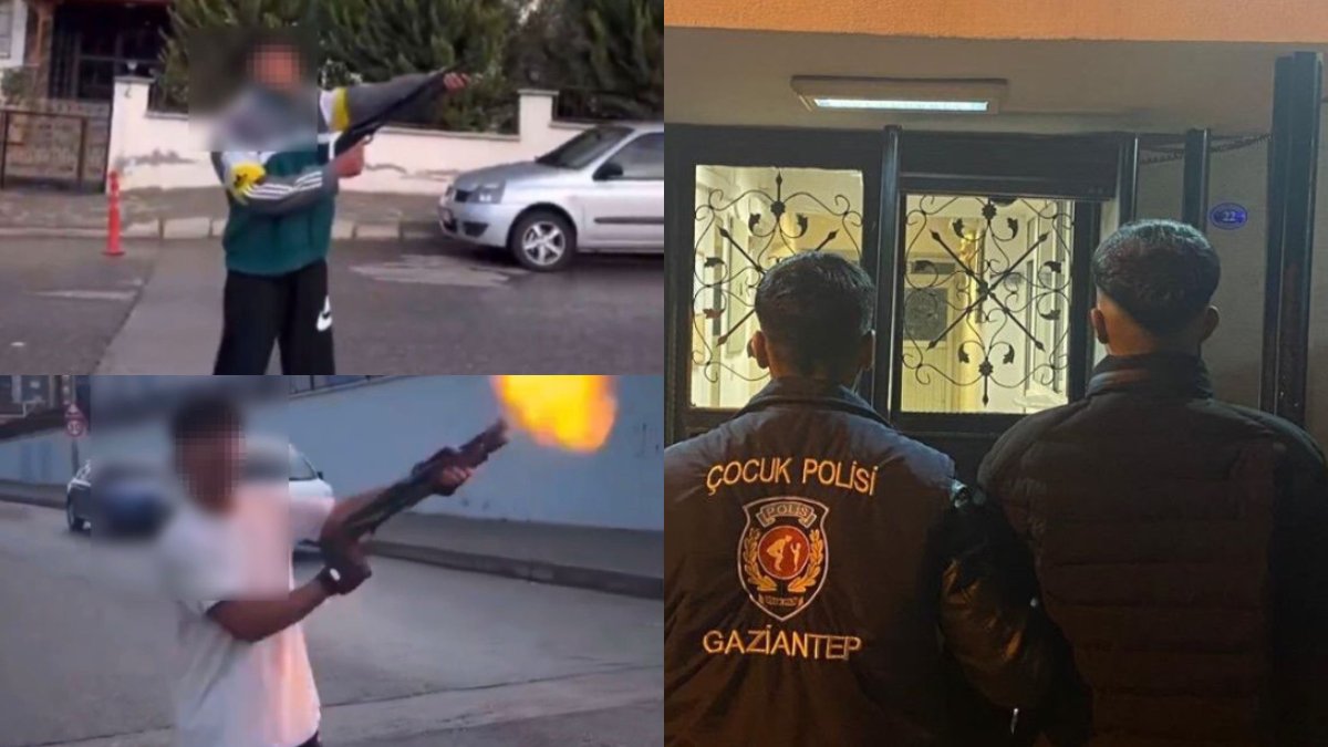 Gaziantep’te şok eden görüntüler! 3 çocuk pompalı tüfekle rastgele ateş açtılar