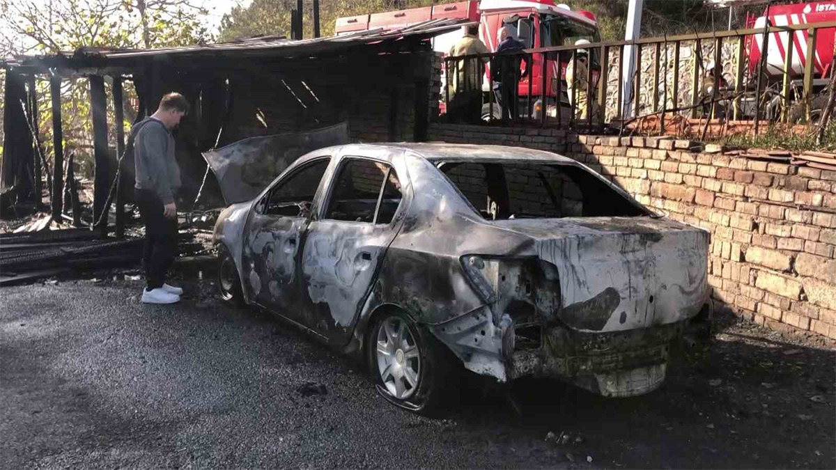 Beykoz’da garaj yangını paniğe neden oldu: Alevler otomobile sıçradı