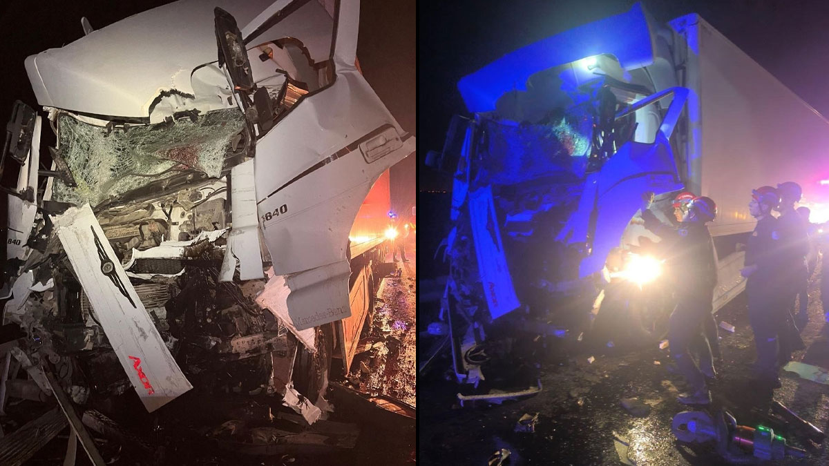 TAG Otoyolu'nda TIR, emniyet şeridindeki otobüse çarptı: 14 yaralı