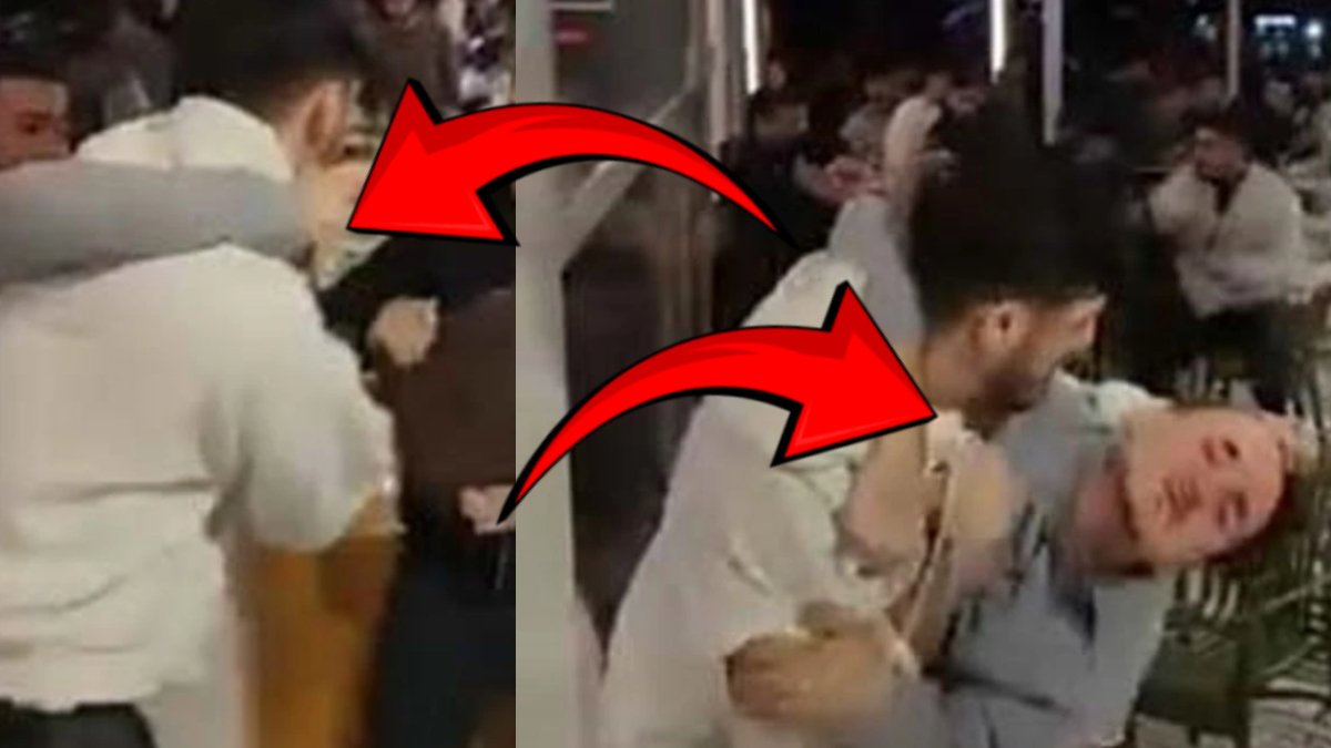 Boks arenası mı kafe mi belli değil! Kafede yumruk yumruğa kavga kamerada