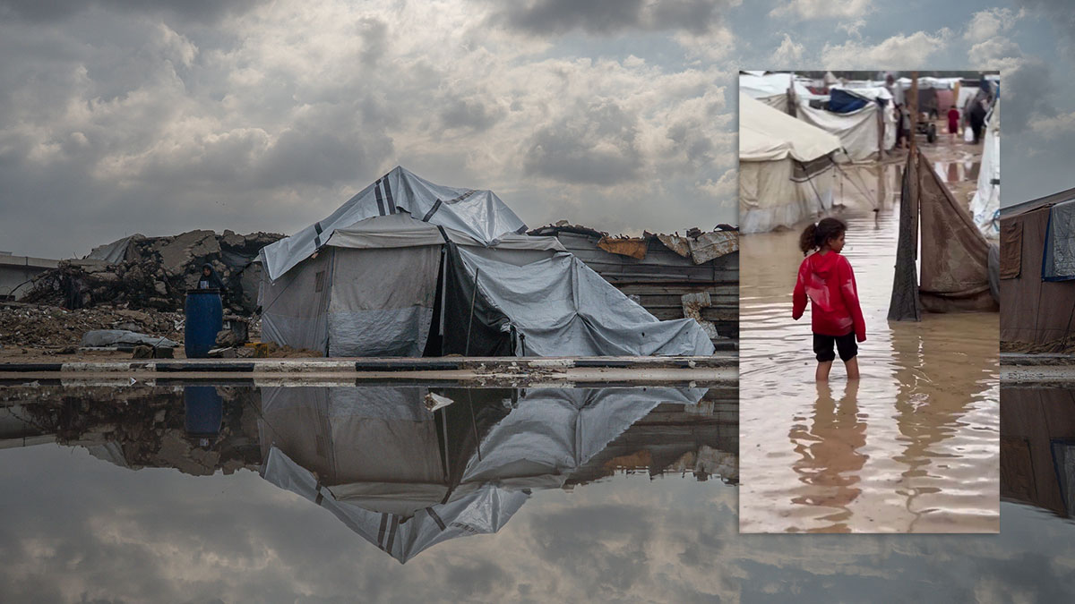 Gazze’de çadır kamplarını sel bastı
