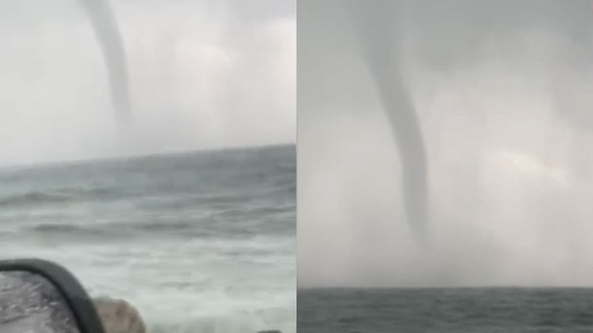 Marmaris’te yağışla birlikte denizde hortum oluştu