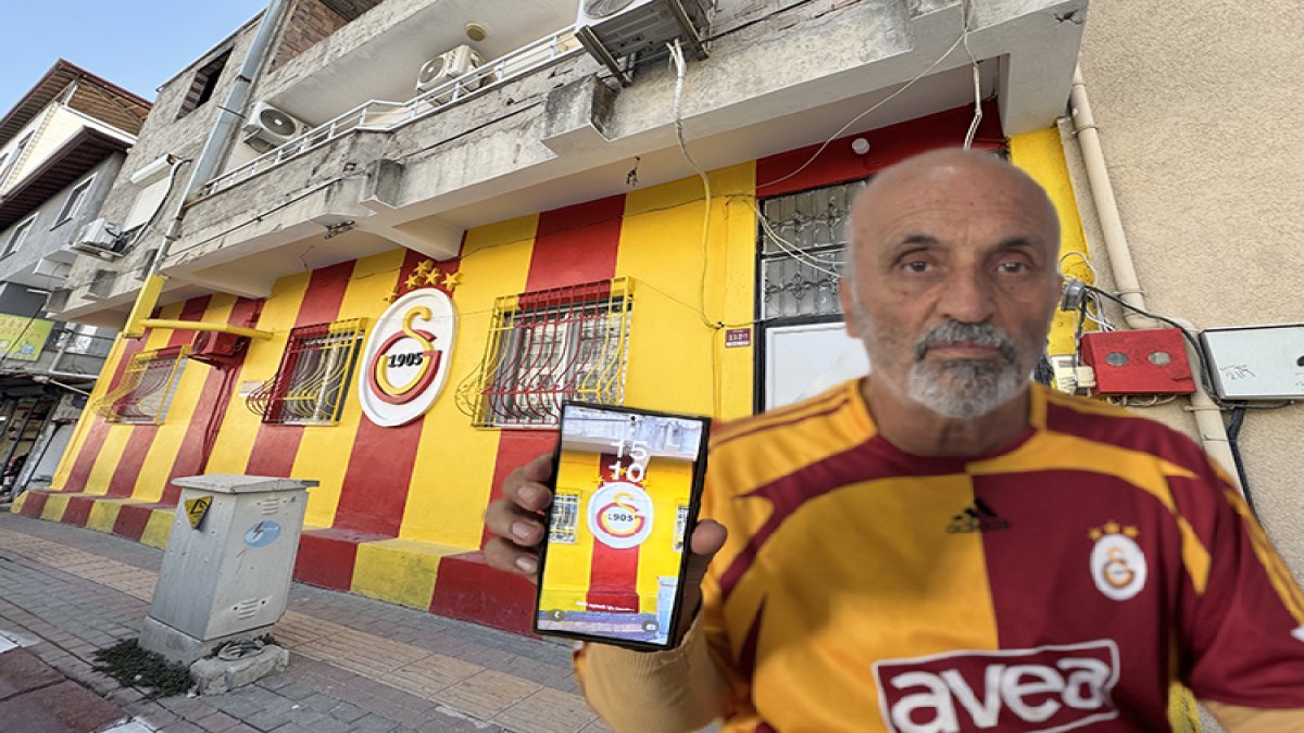 Bir aşk hikayesi! Evi sarı-kırmızıya boyadı, mahallenin "Galatasaray evi" oldu