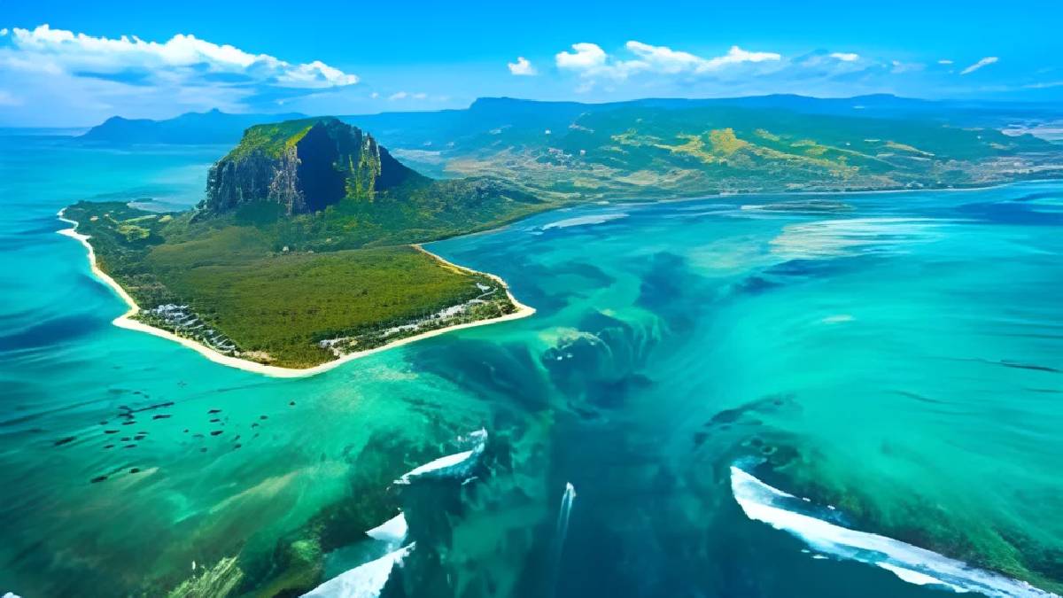 Okyanusun içinde akan şelale! Gökyüzünden izlemesi ayrı bir keyif veriyor, herkesin nefesini kesiyor