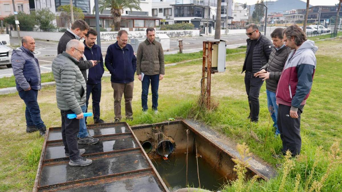 Burhaniye’de yağmur suyu deşarj hatları için saha çalışması gerçekleştirildi