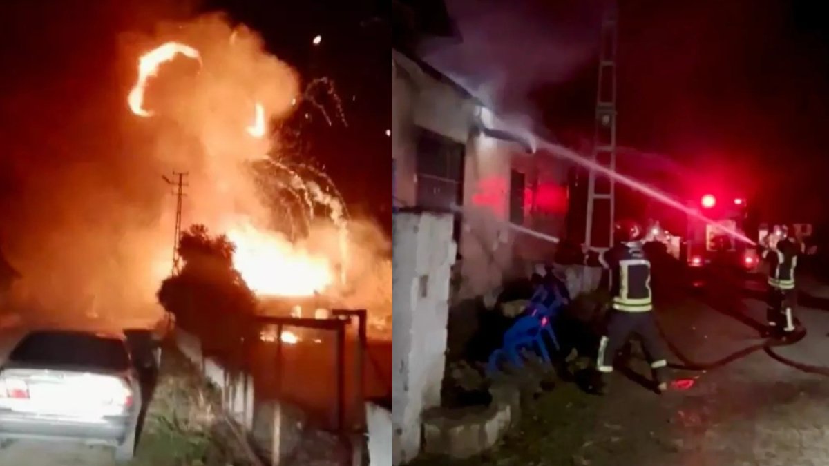 Mutfak tüpleri peş peşe patladı! Tüplerin depolandığı evde korku dolu anlar kameraya yansıdı