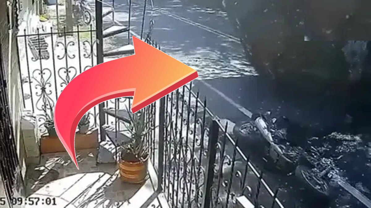 Ölümden kıl payı kurtuldular! Dev kaya parçası yola düştü: Saniyelerle kurtulduları anlar kameraya yansıdı