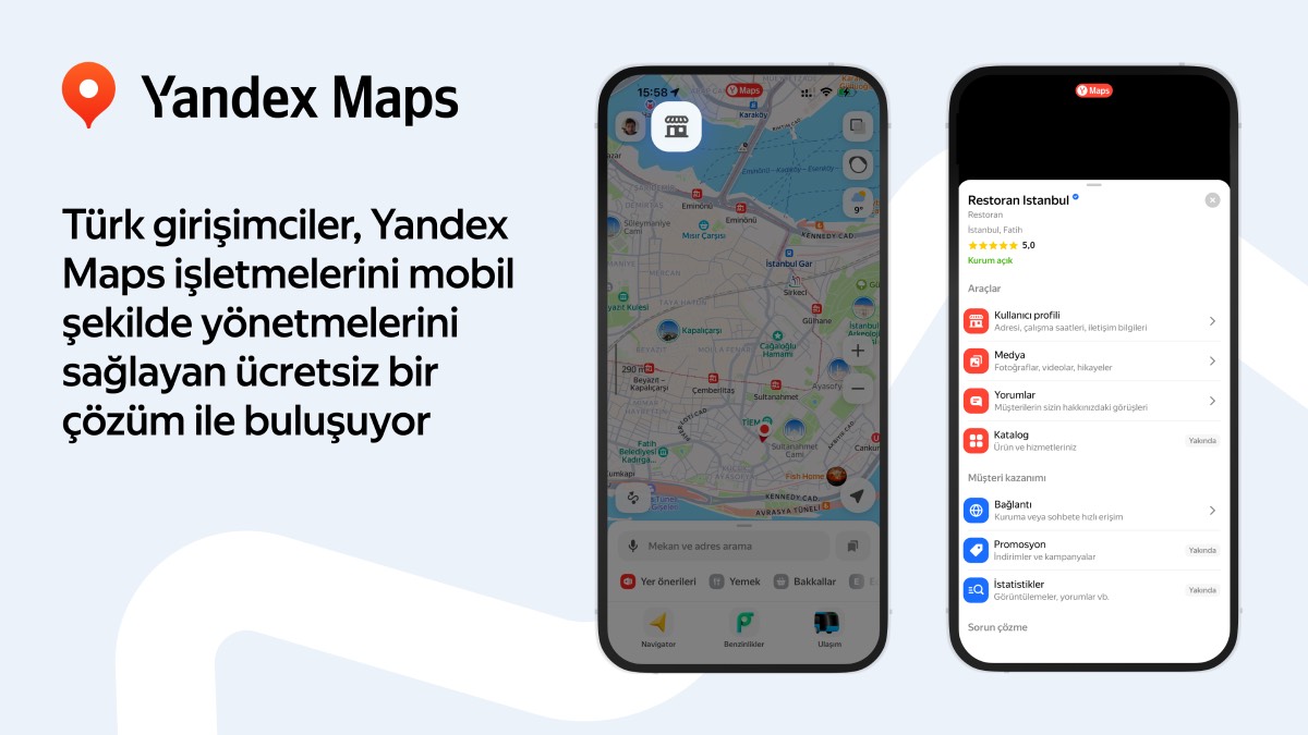 Yandex Maps’te işletme yönetimi artık mobil uygulama üzerinden yapılabilecek
