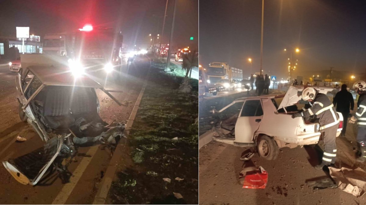 Sürücüsü bu araçtan sağ çıktı! Tırla çarpışan Tofaş otomobil kağıt gibi ikiye bölündü!