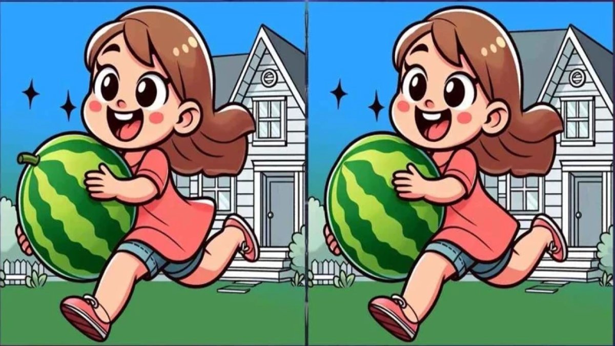 Sınırları zorlayan IQ testi: Karpuz taşıyan kız resmindeki 3 farkı 10 saniyede görebilecek misiniz?