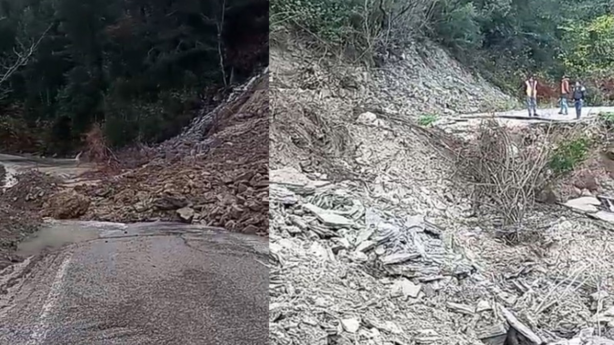 Kastamonu’da heyelan: İnebolu-Doğanyurt-Cide yolu ulaşıma kapandı