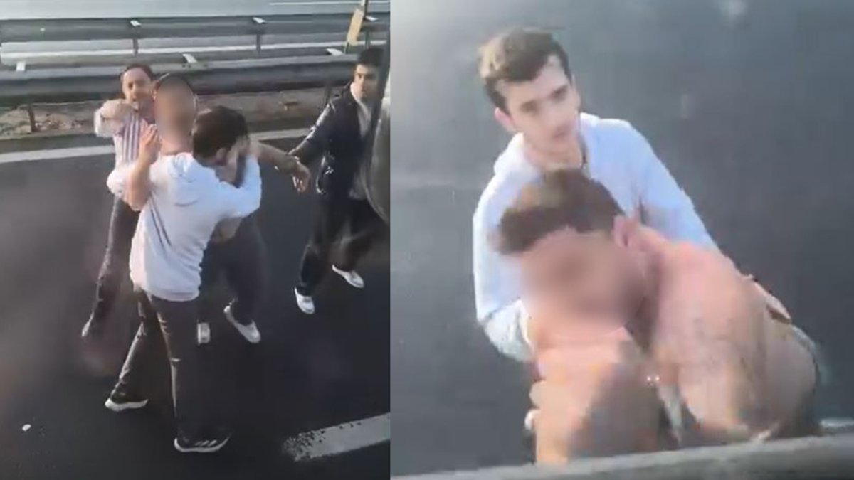 İstanbul'da emniyet şeridi magandası dehşet saçtı! Kendisine yol vermeyen sürücüye küfürler savurup aracı yumrukladı!