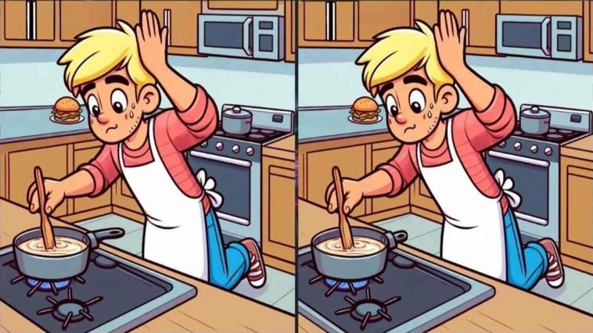 Zihin sınırlarını zorlayan IQ testi! Mutfaktaki genç resmindeki 3 farkı 11 saniyede bulabilir misiniz