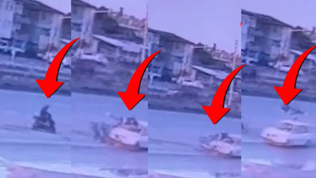 Korkunç kaza anbean kamerada: Motosiklet sürücüsü havada takla attı!