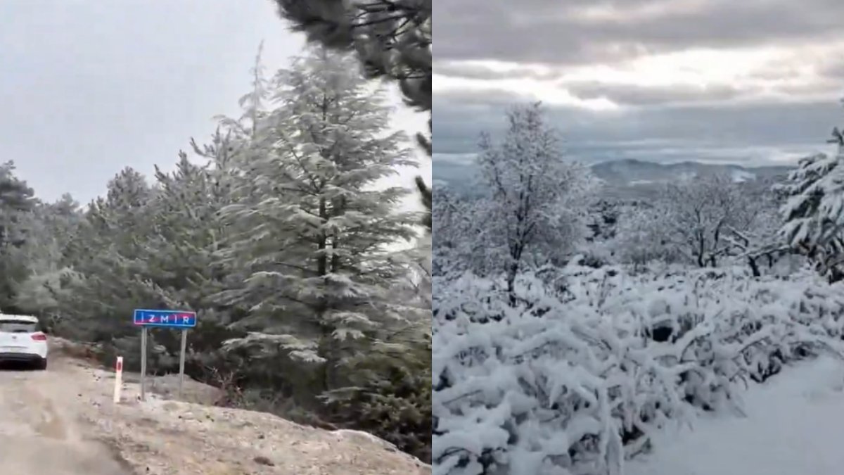 Manisa ve İzmirlileri endişelendiren haber! Kasım ayında yağması beklenen kar yeni yağdı: Spil Dağı beyaza büründü