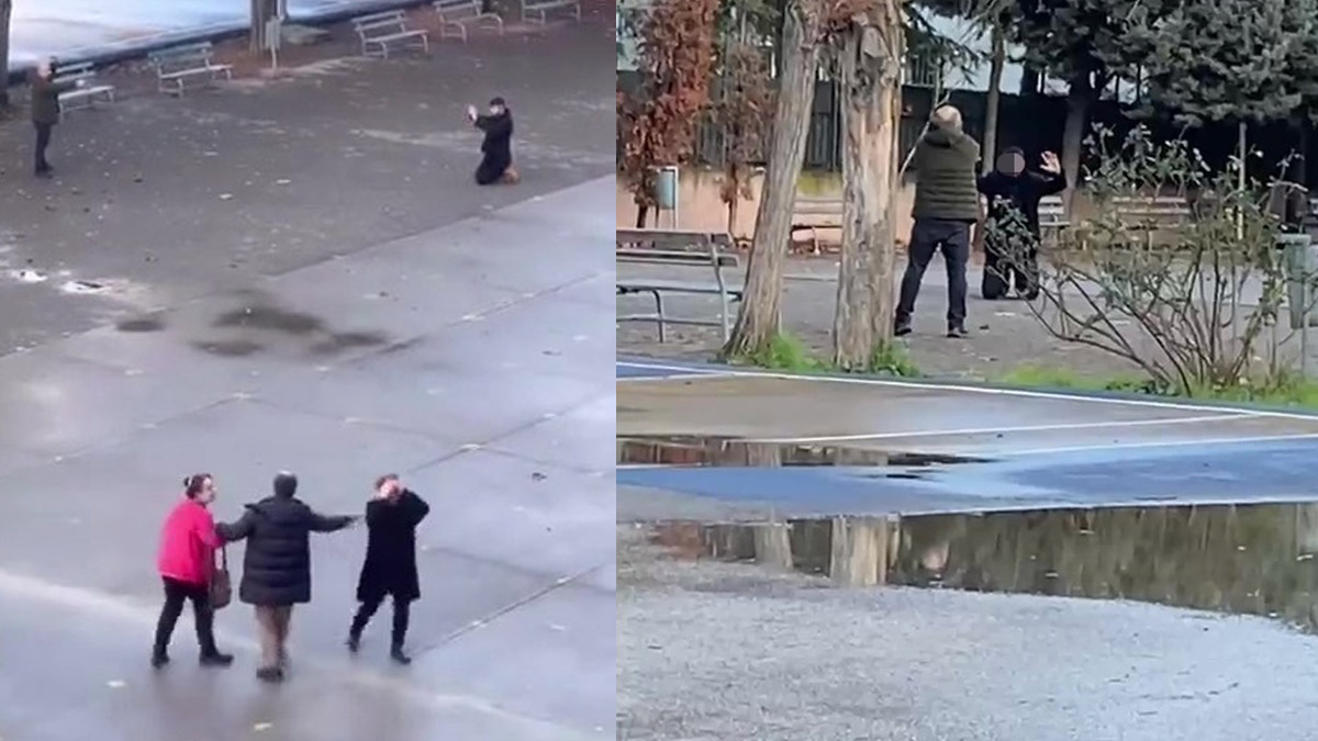 Okul bahçesinde korku dolu anlar! Kızını rahatsız ettiği iddia edilen genci rehin aldı