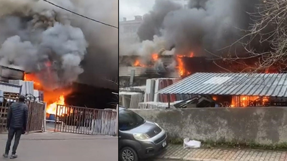 Sultanbeyli'de bir iş yerinde yangın: Patlama sesleri duyuldu