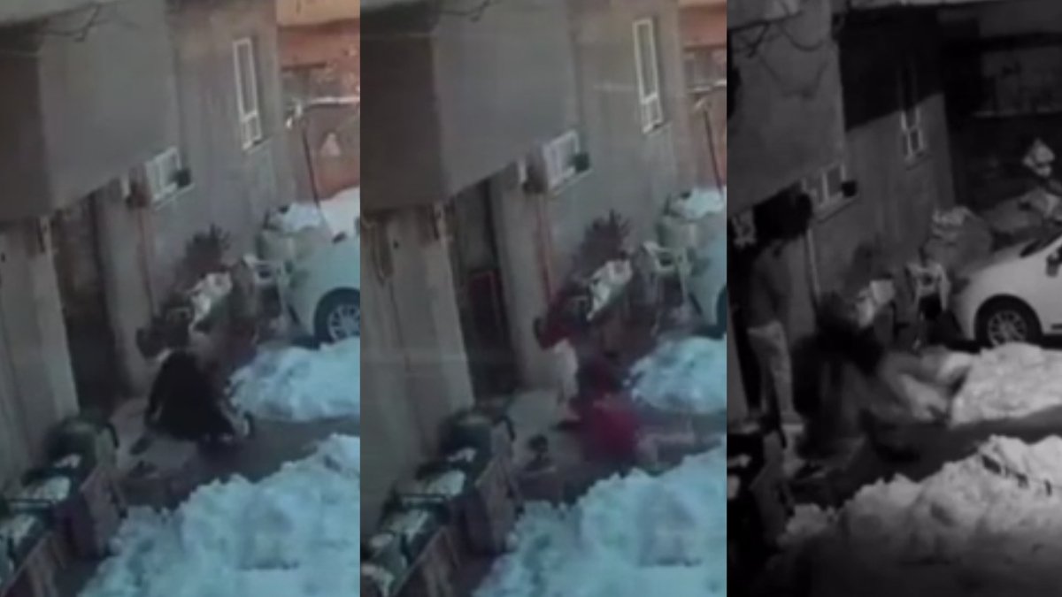 Şanlıurfa'da kar esareti güldürdü! Kapıdan çıkan kendini yerde buldu