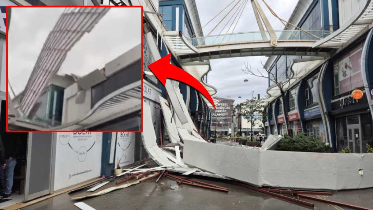 Avcılar’da fırtına dehşeti! Çatıdan uçan parçalar iş yerlerini savaş alanına çevirdi