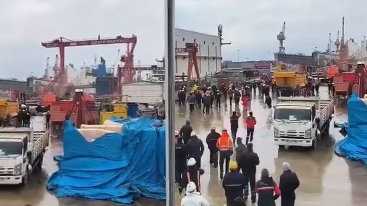 Son dakika! Tuzla'da vinç devrildi! Çok sayıda ekip sevk edildi