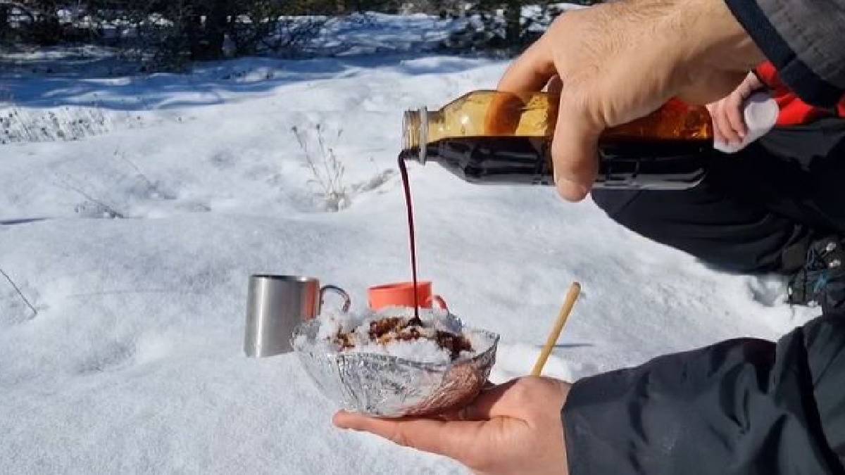 En güzel kış tatlısı ‘karsambaç’! 1571 metrede yaptılar