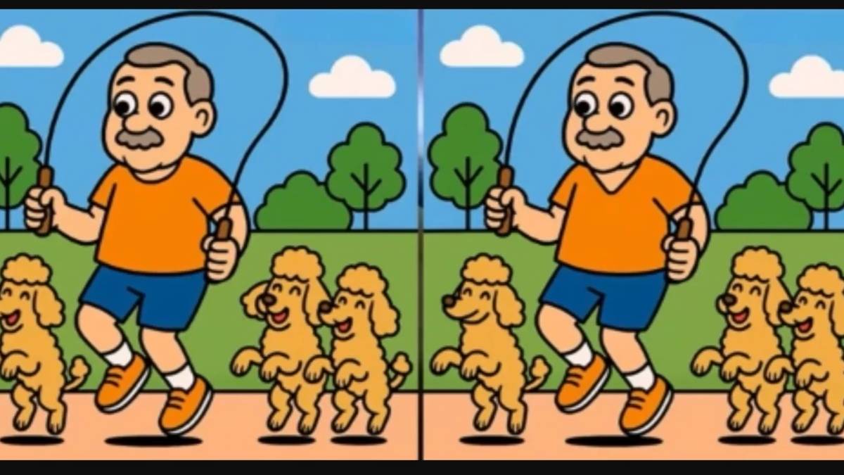 Sadece dâhiler 14 saniyede seçebiliyor! Köpekleriyle spor yapan adam görselindeki 3 gizli farkı bulabilir misiniz?