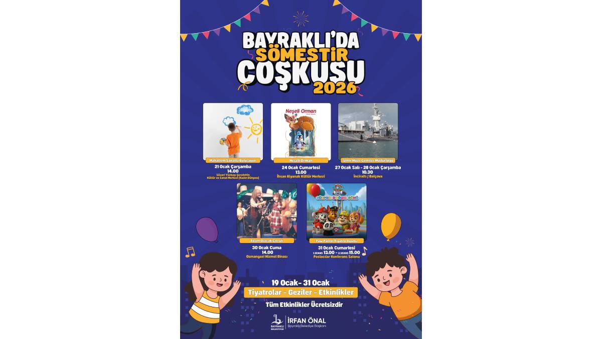 Bayraklı’da yarıyıl tatili çocuklar için şenliğe dönüşüyor