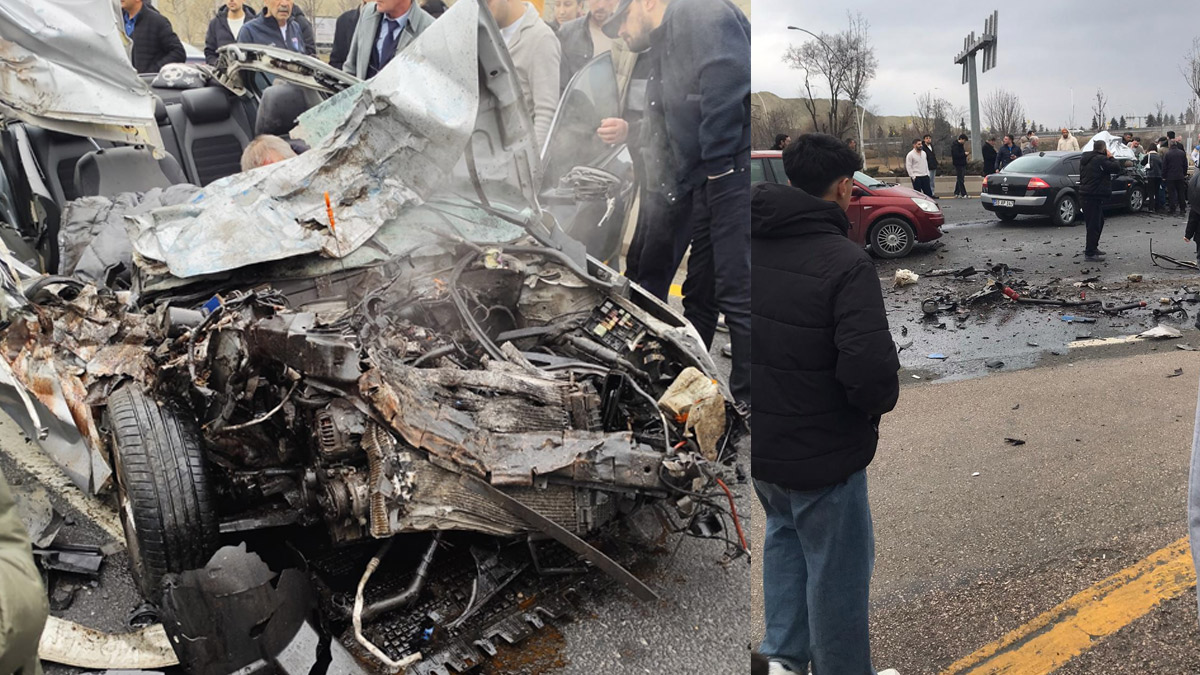 Başkent'te zincirleme kaza: Otomobil hurdaya döndü! 1'i ağır 4 yaralı