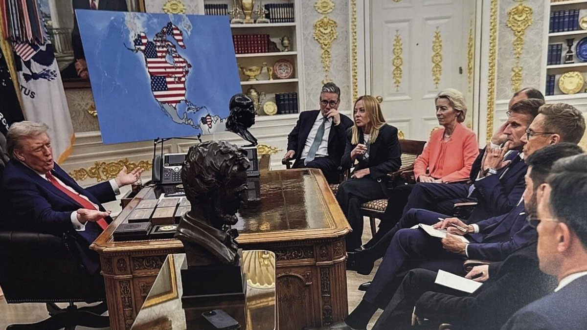 Trump, Kanada, Venezuela ve Grönland'ın ABD toprağı olarak gösterildiği görseli paylaştı